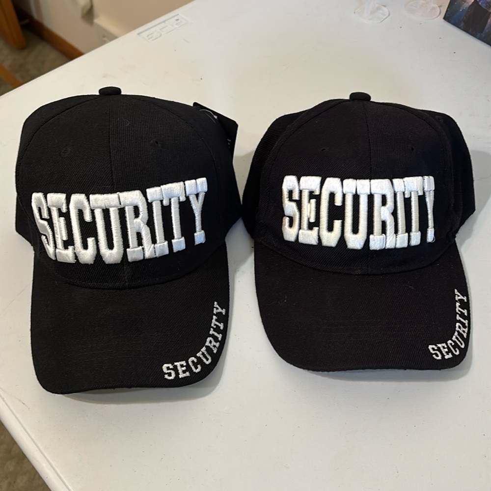 *UNISEX Embroidered Adjustable SECURITY Caps 2 pack